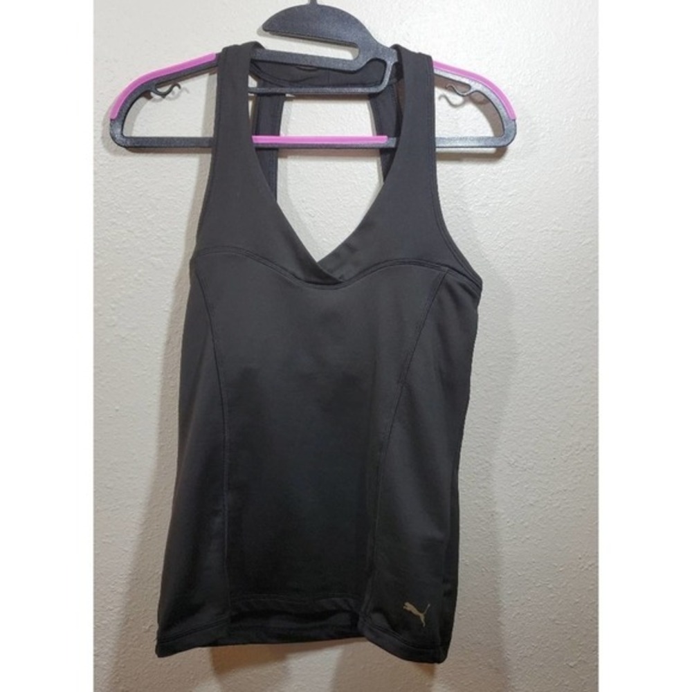 Puma black‎ built in bra athletic active tank top